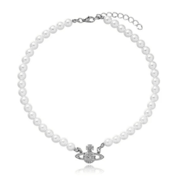 Pearl Necklace With Orb Pendant - Picture 1 of 4